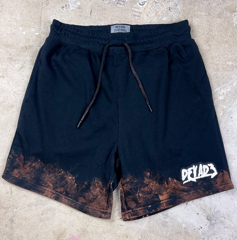 BLACK BLEACHED PATCH SHORTS